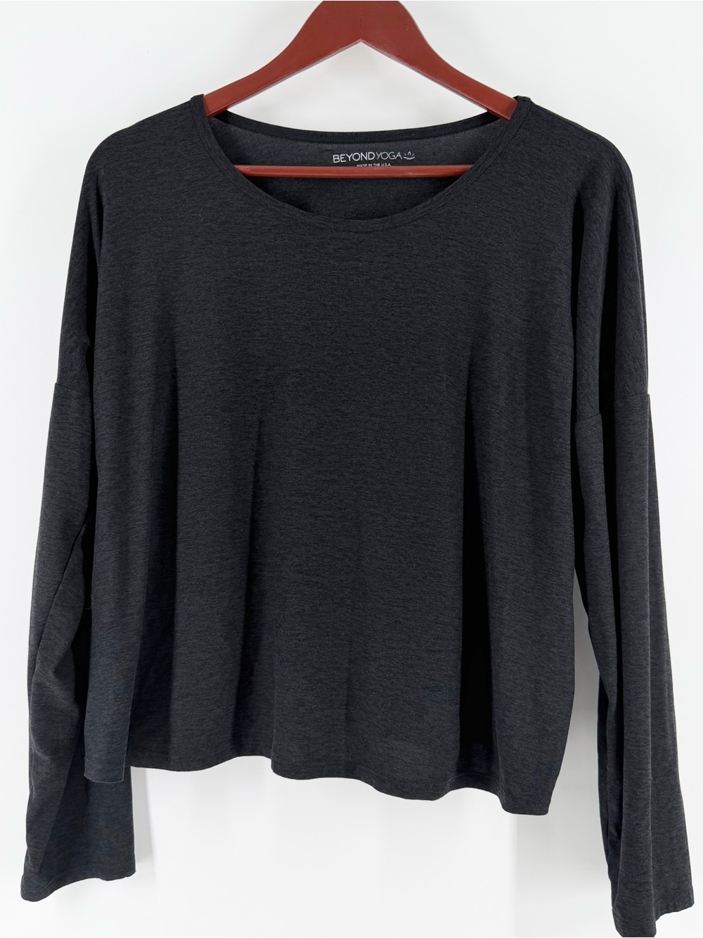 Beyond Yoga Morning Light Cropped Pullover Top Gray XL